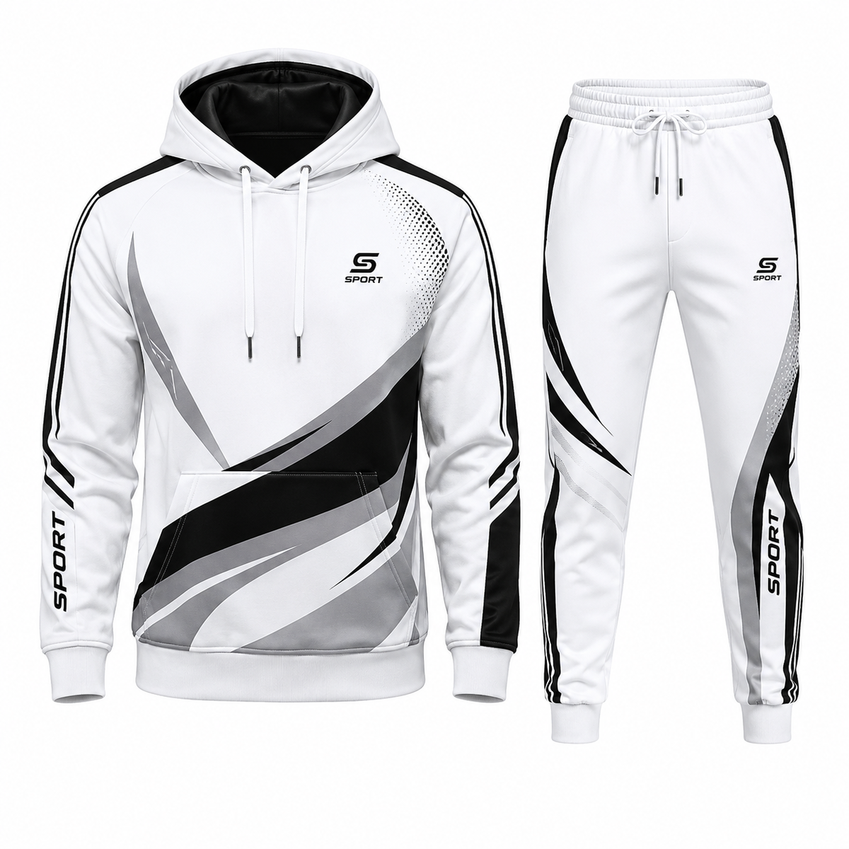 Sport Printed Tracksuit Hoodie Track Pants Set