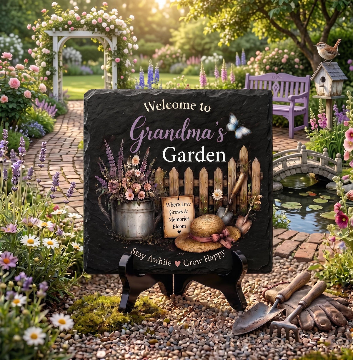 Personalized Grandma Garden Sign - Custom Name Slate Plaque - image 4