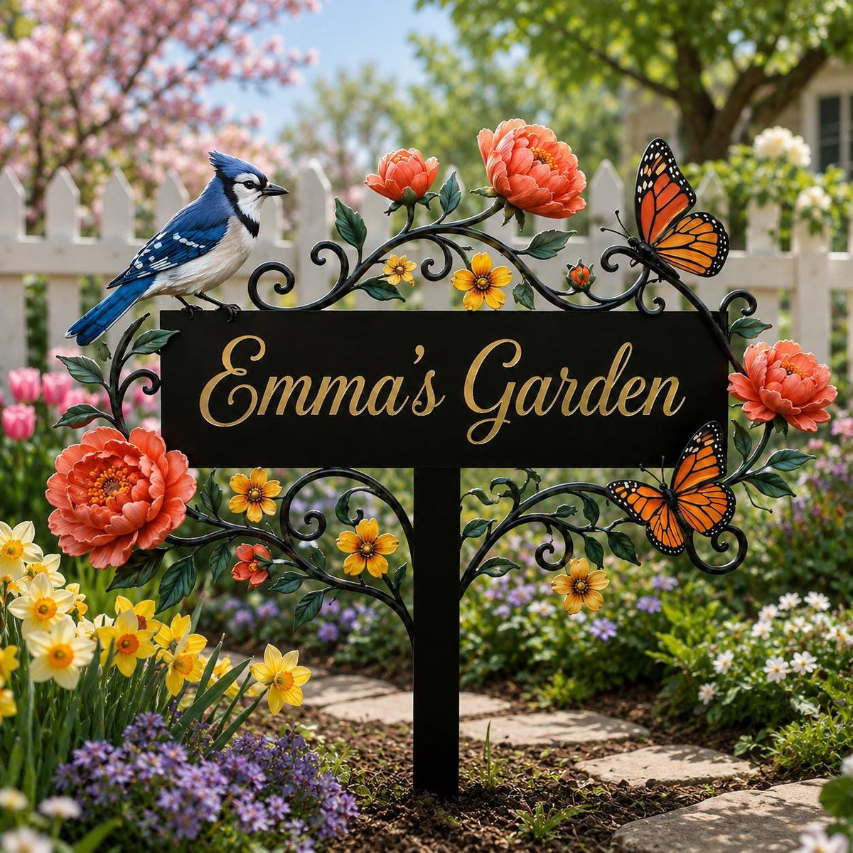 Personalized Metal Garden Sign - Custom Flower Garden Stake - image 2