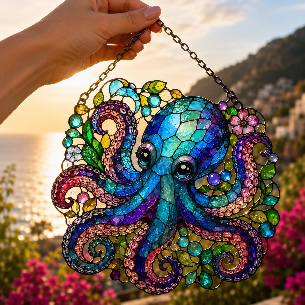 Colorful Octopus Suncatcher - Acrylic Ocean Window Hanging - image 2