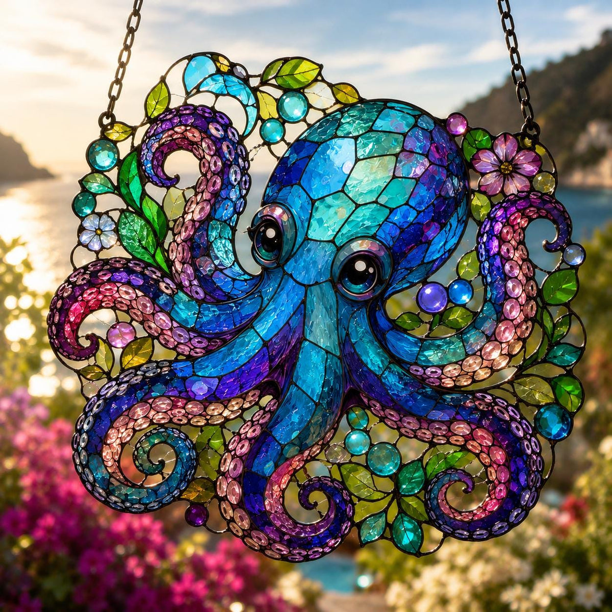 Colorful Octopus Suncatcher - Acrylic Ocean Window Hanging - image 3