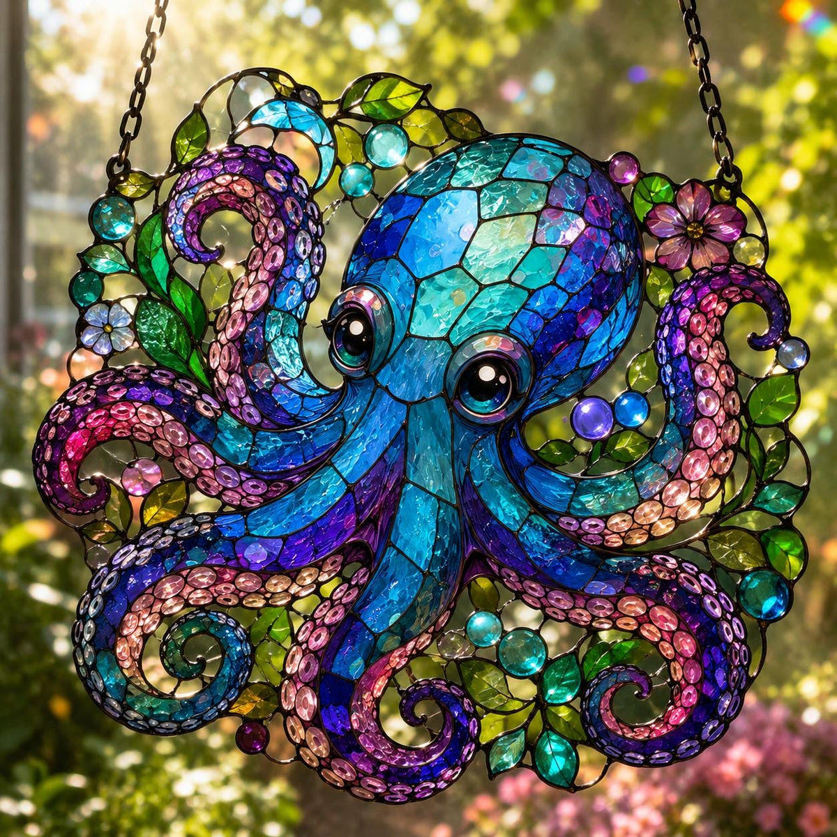 Colorful Octopus Suncatcher - Acrylic Ocean Window Hanging - image 5