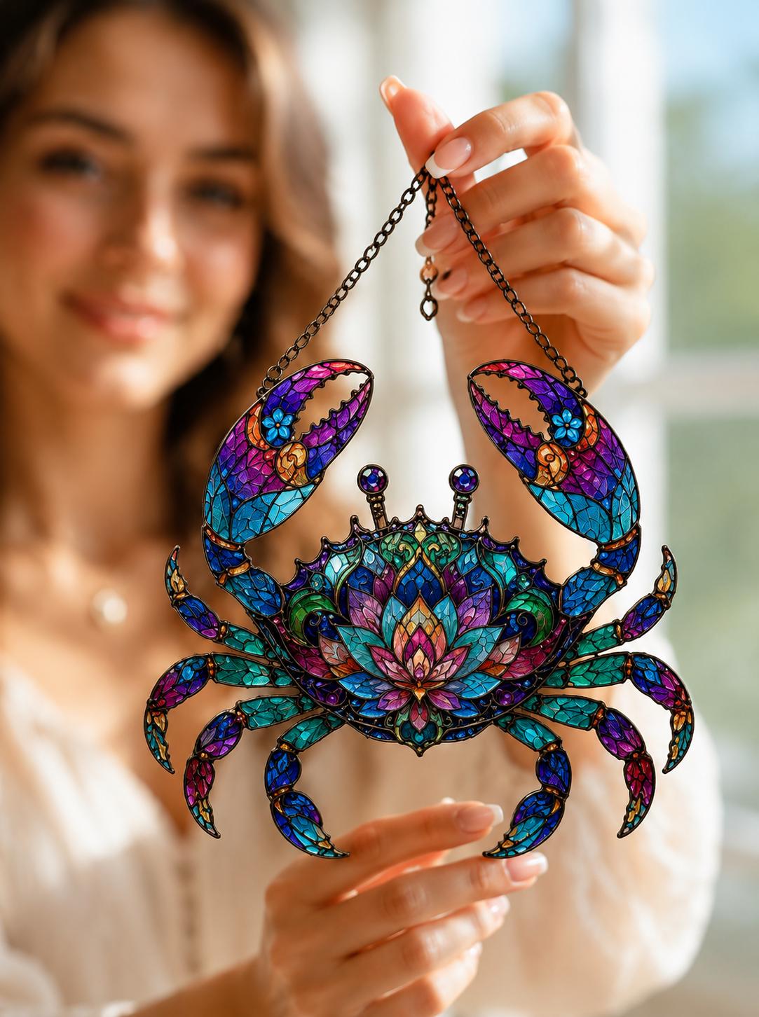 Mandala Crab Suncatcher - Acrylic Ocean Window Hanging - image 4