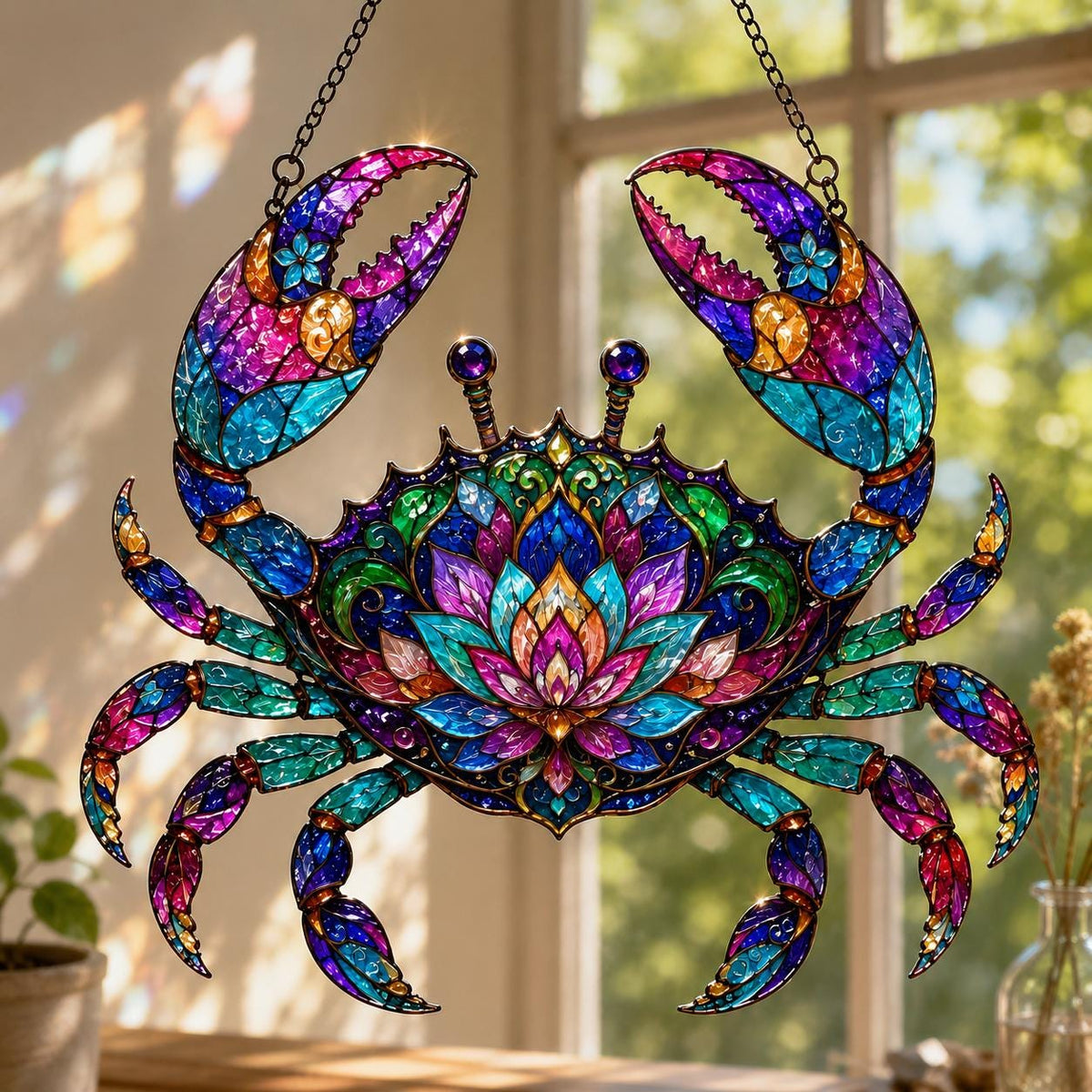 Mandala Crab Suncatcher - Acrylic Ocean Window Hanging - image 3