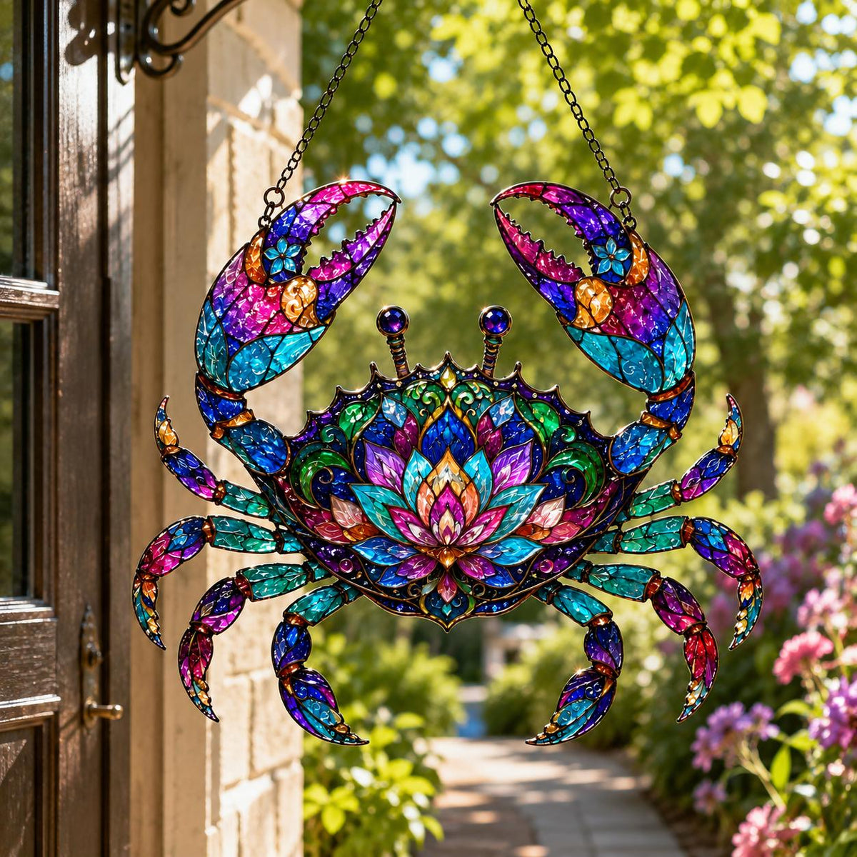 Mandala Crab Suncatcher - Acrylic Ocean Window Hanging - image 5