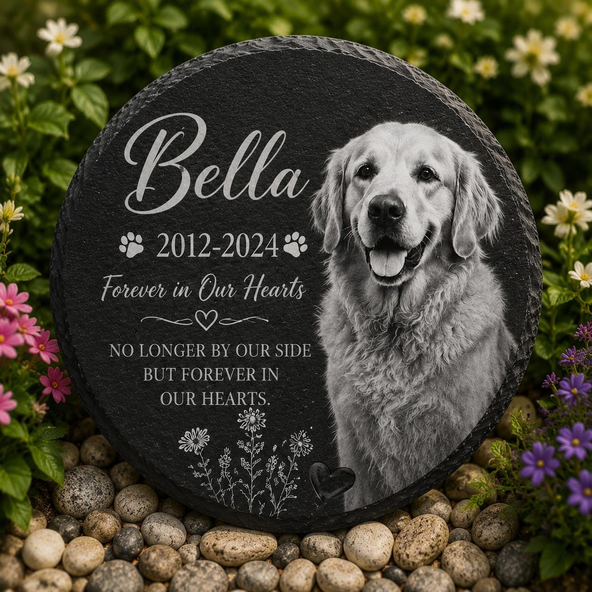 Personalized Dog Memorial Stone - Custom Pet Photo Slate Plaque - image 3