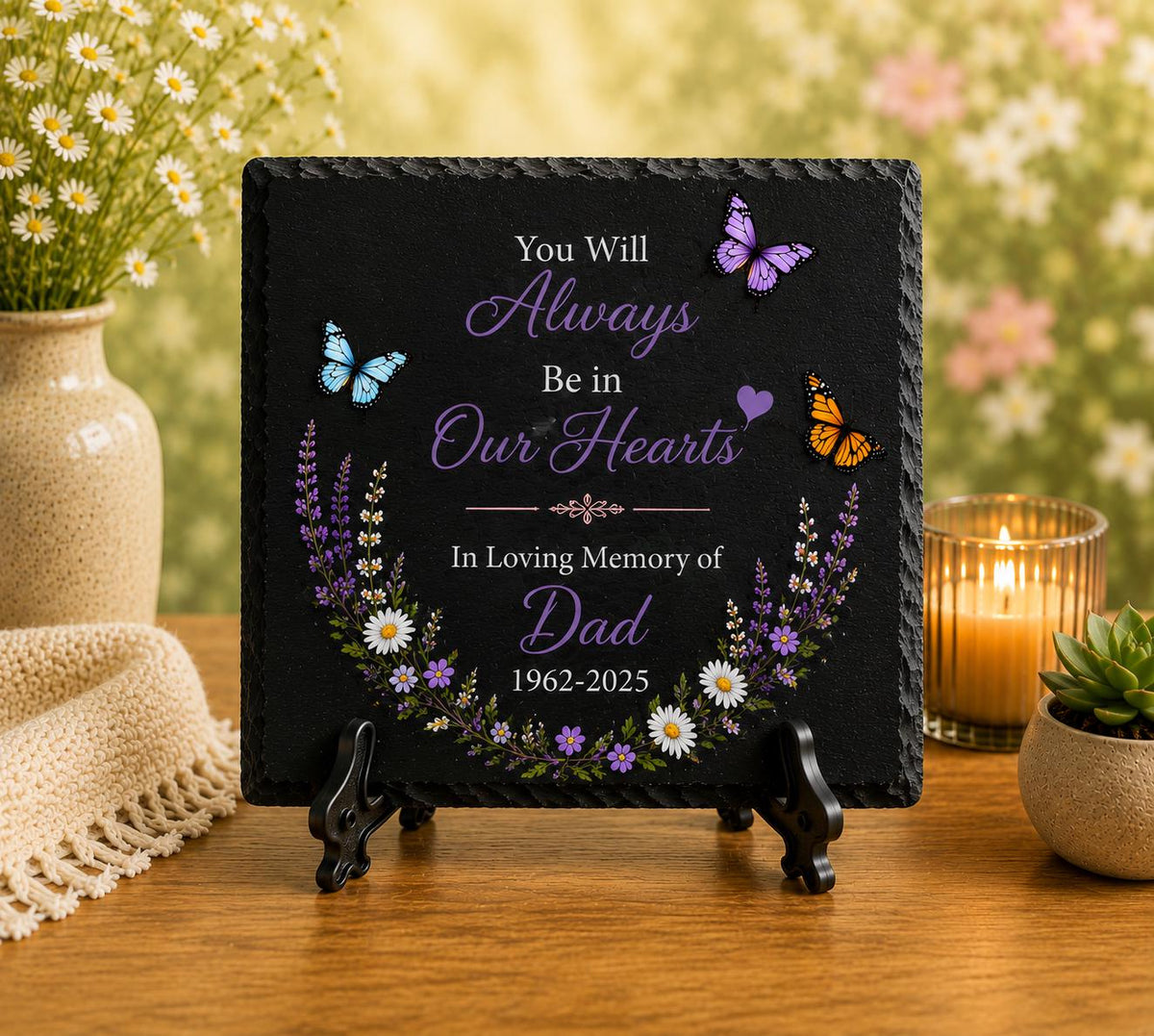 Heart Memorial Slate Plaque - Personalized Sympathy Gift - image 4