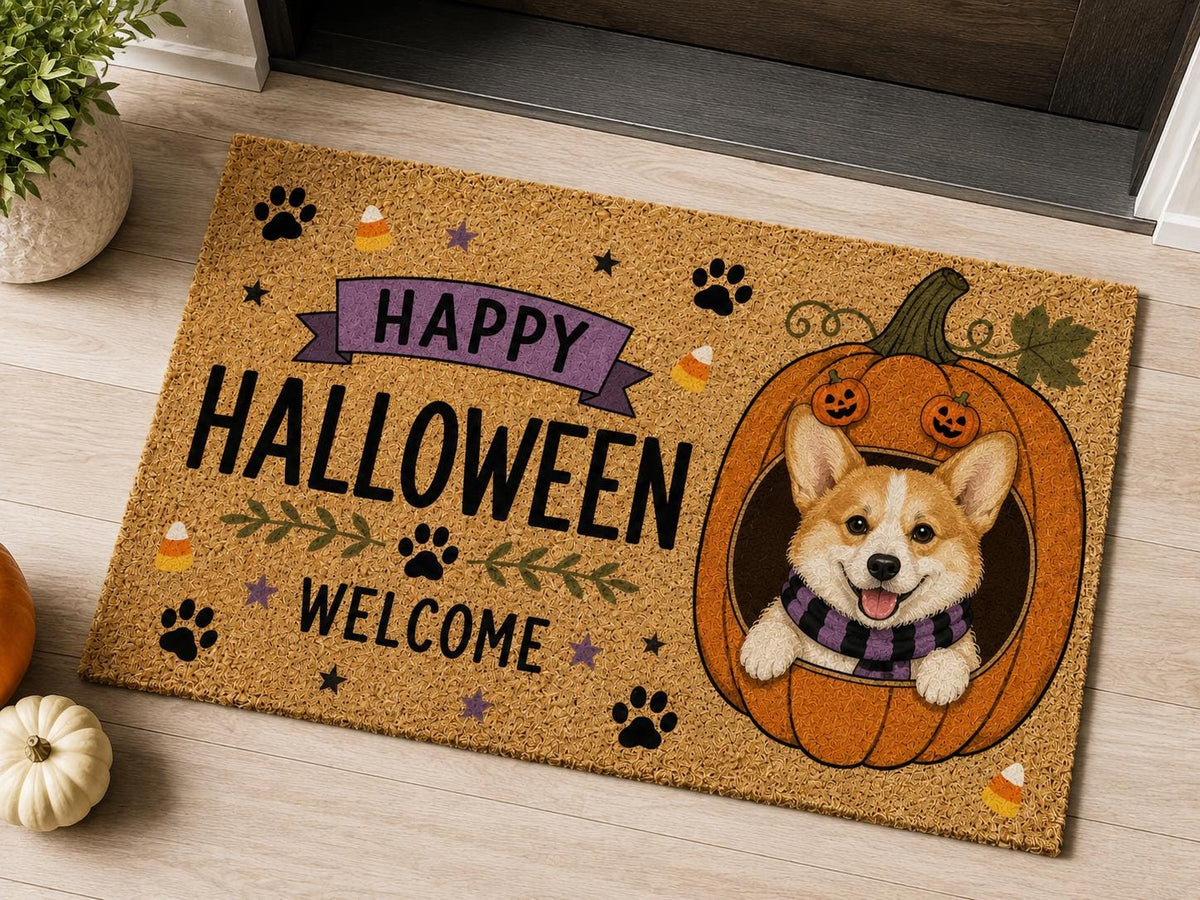 Halloween Dog Doormat - Custom Pet Photo Welcome Mat