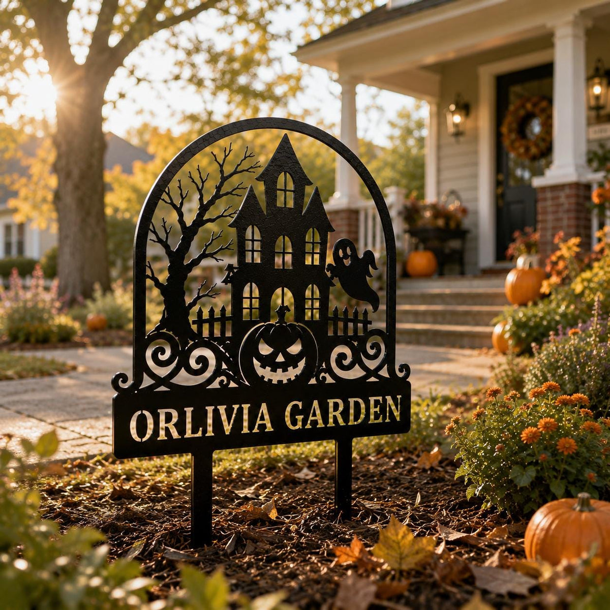 Haunted House Yard Sign - Personalized Halloween Garden Stake - image 4