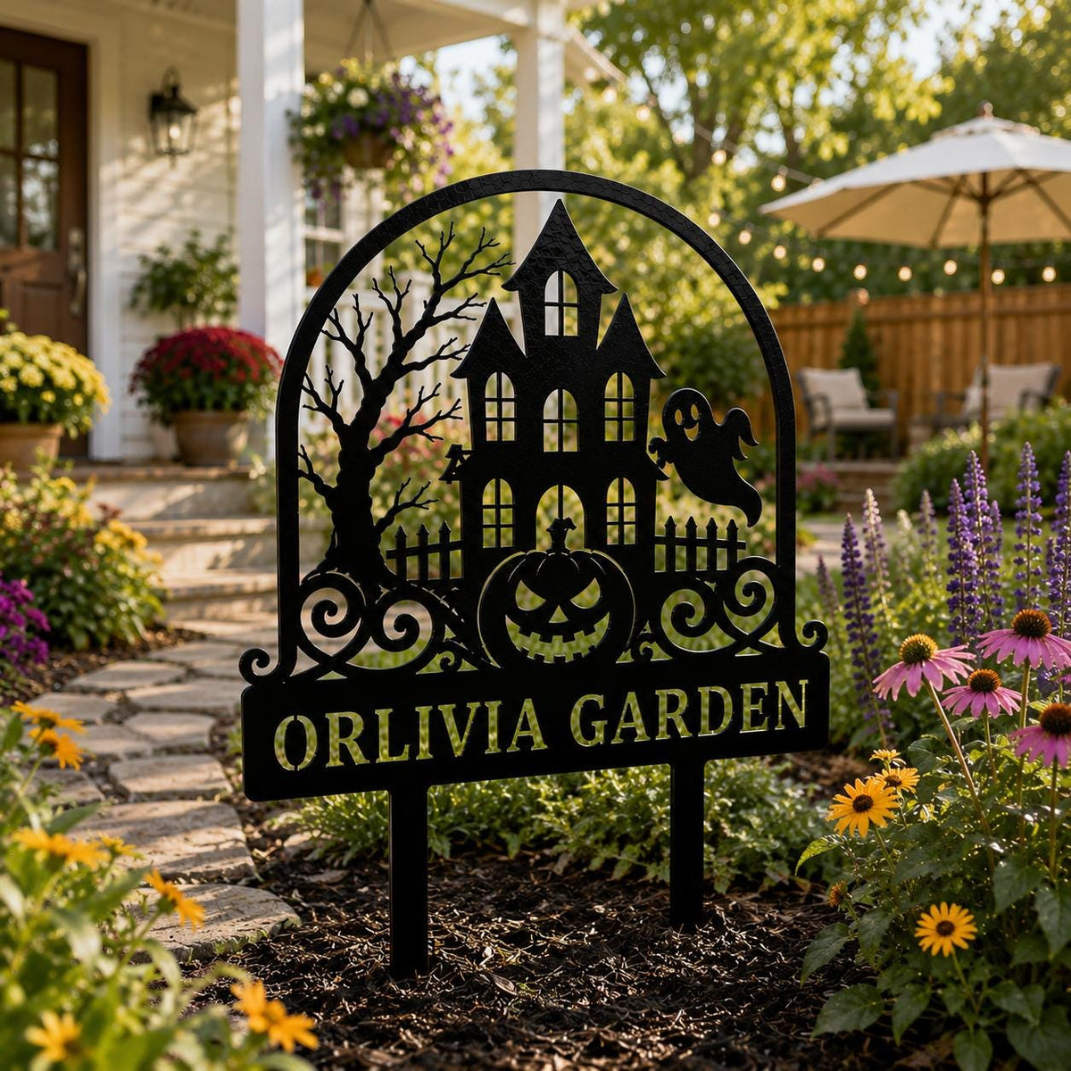 Haunted House Yard Sign - Personalized Halloween Garden Stake - image 5
