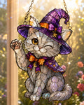 Witchy Kitten Suncatcher - Acrylic Cat Window Hanging