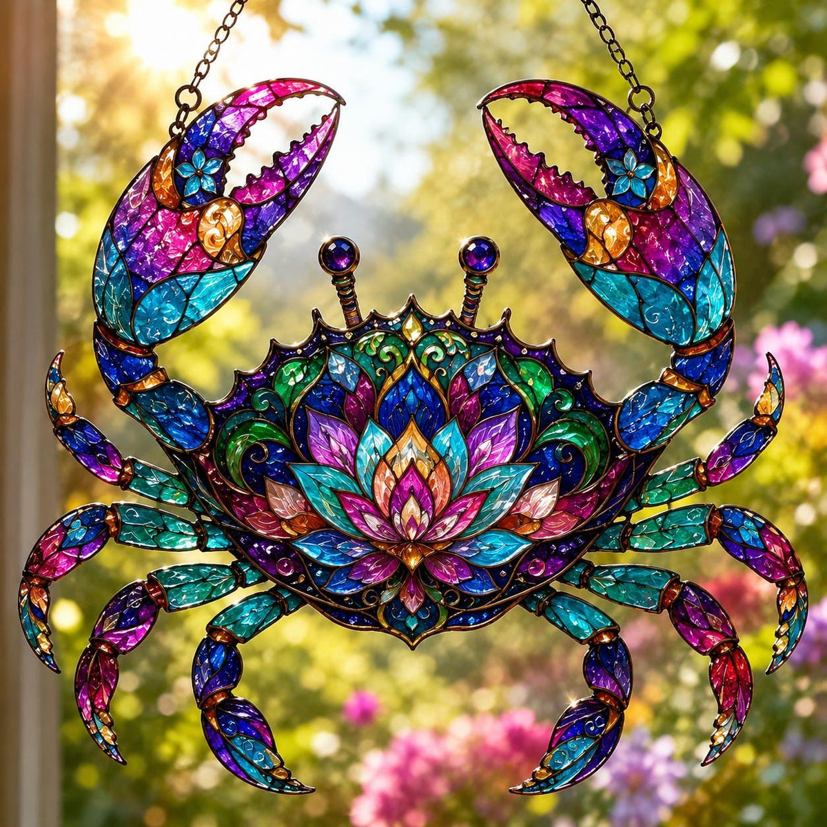 Mandala Crab Suncatcher - Acrylic Ocean Window Hanging