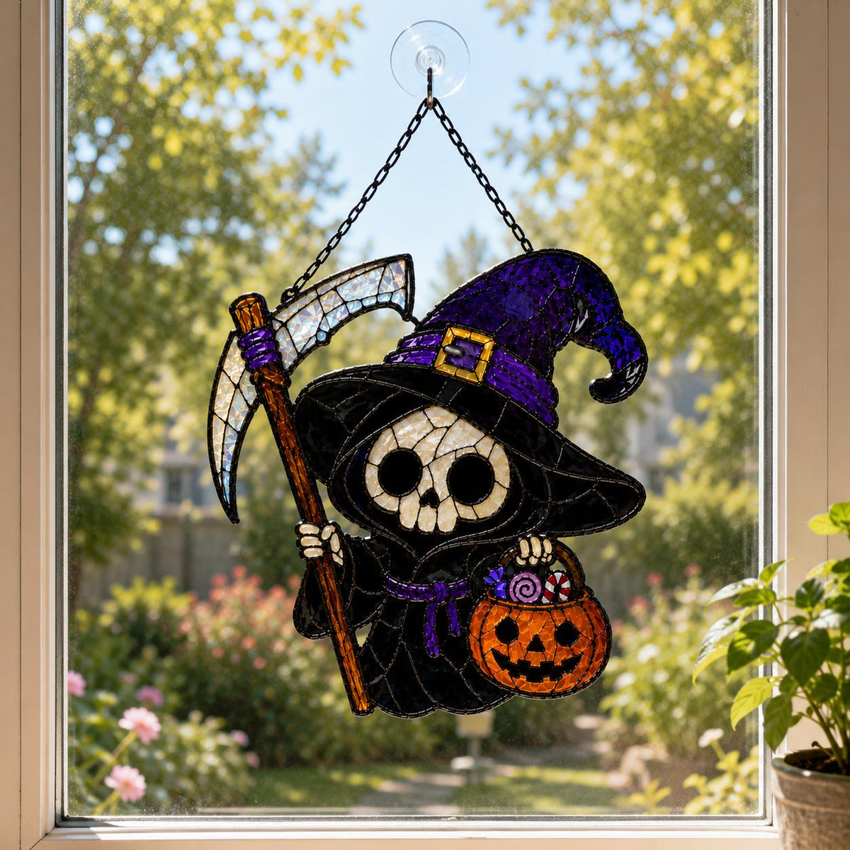 Grim Reaper Suncatcher - Halloween Acrylic Window Hanging - image 3