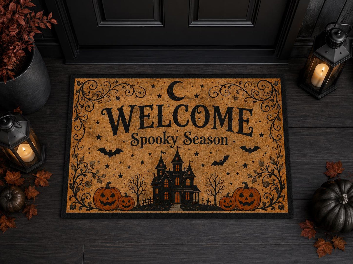 Spooky Season Doormat - Haunted House Pumpkin Door Mat - image 4
