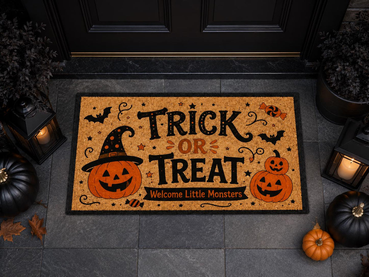 Trick or Treat Porch Mat - Witch Pumpkin Halloween Doormat - image 3