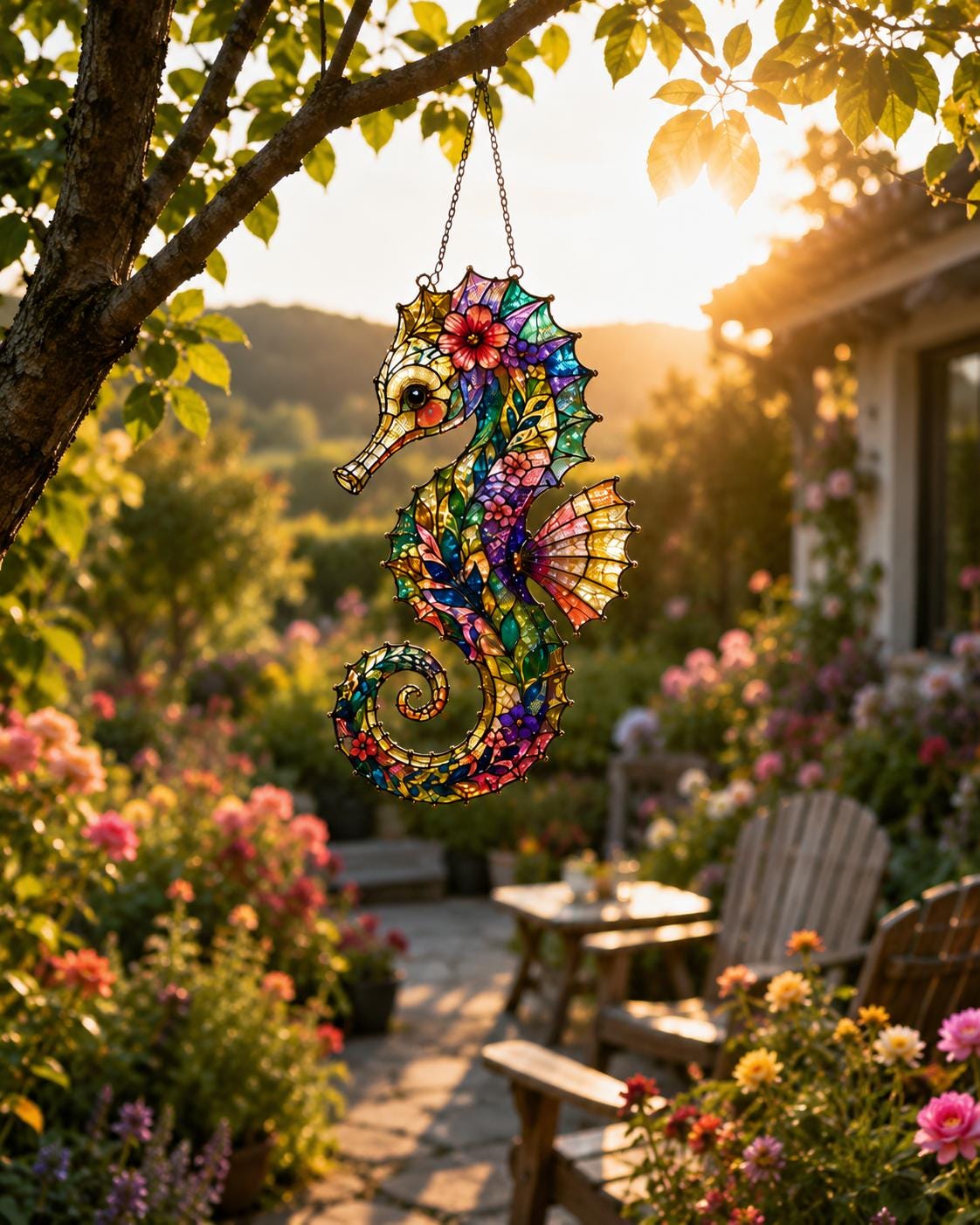 Floral Seahorse Suncatcher - Acrylic Window Hanging - image 5
