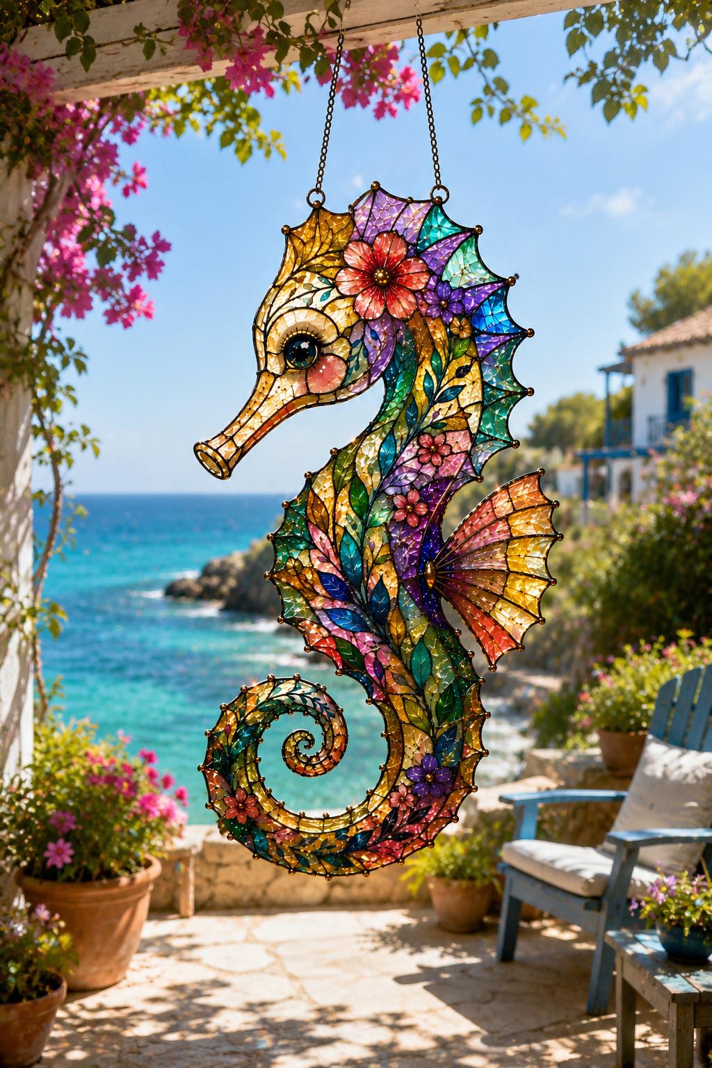 Floral Seahorse Suncatcher - Acrylic Window Hanging - image 6