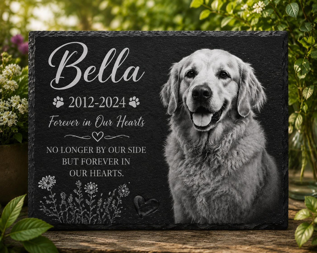 Personalized Dog Memorial Stone - Custom Pet Photo Slate Plaque - image 4