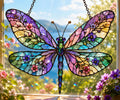 Floral Dragonfly Window Hanging - Acrylic Suncatcher