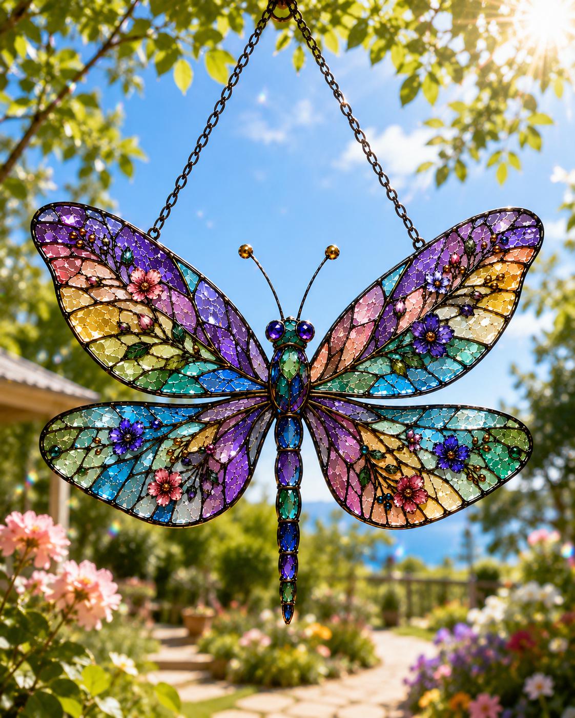 Floral Dragonfly Window Hanging - Acrylic Suncatcher - image 5
