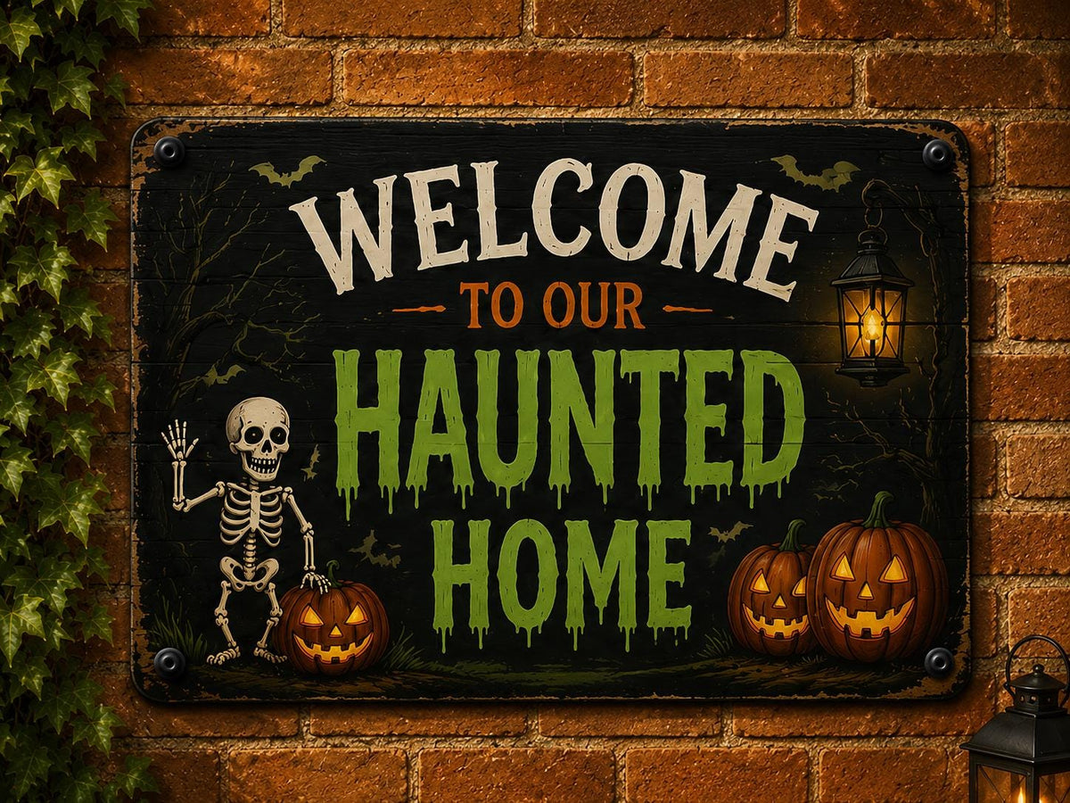 Halloween Haunted Home Sign - Welcome Spooky Wall Decor