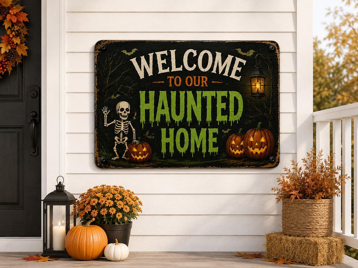 Halloween Haunted Home Sign - Welcome Spooky Wall Decor - image 3