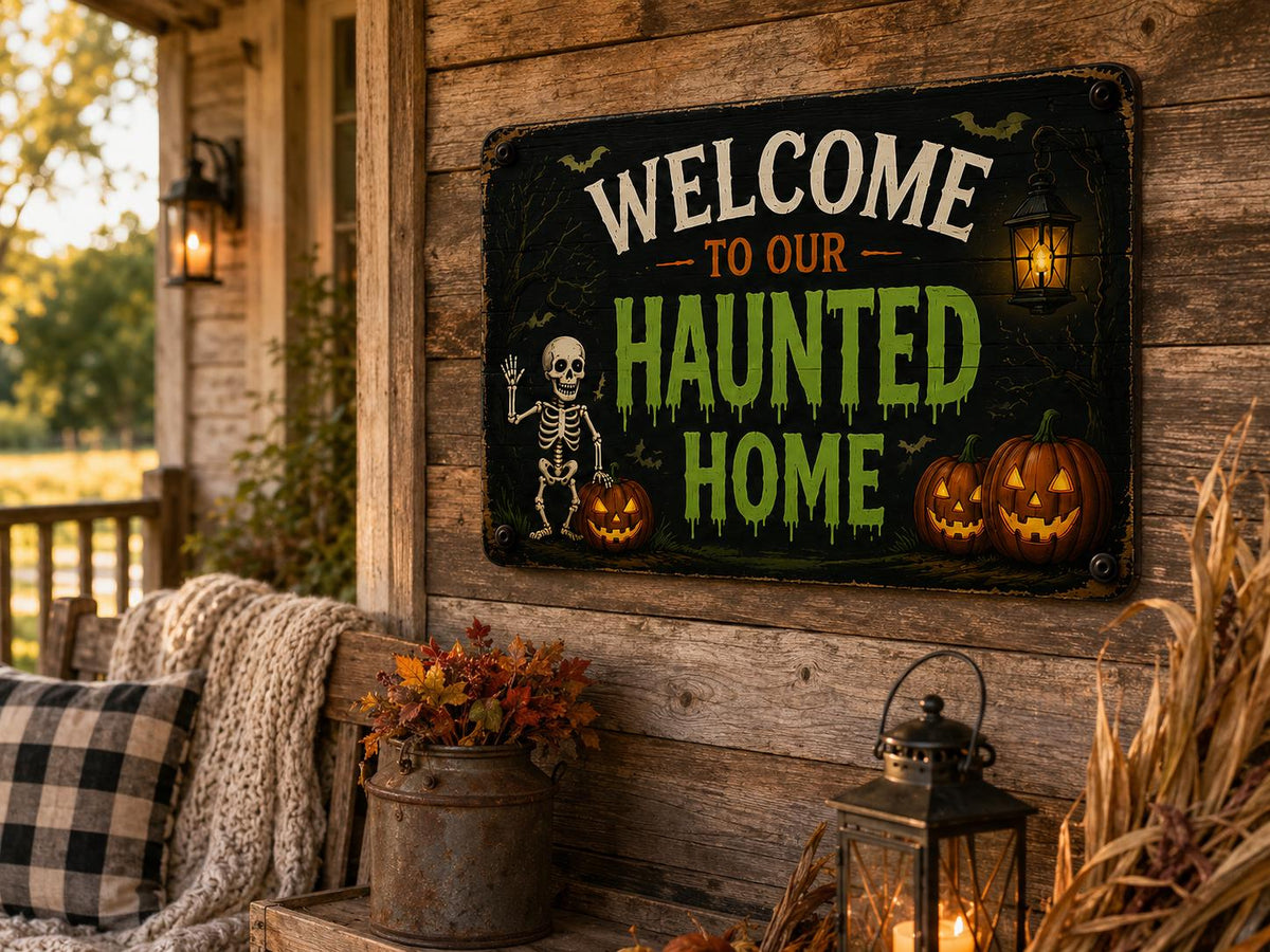 Halloween Haunted Home Sign - Welcome Spooky Wall Decor - image 5