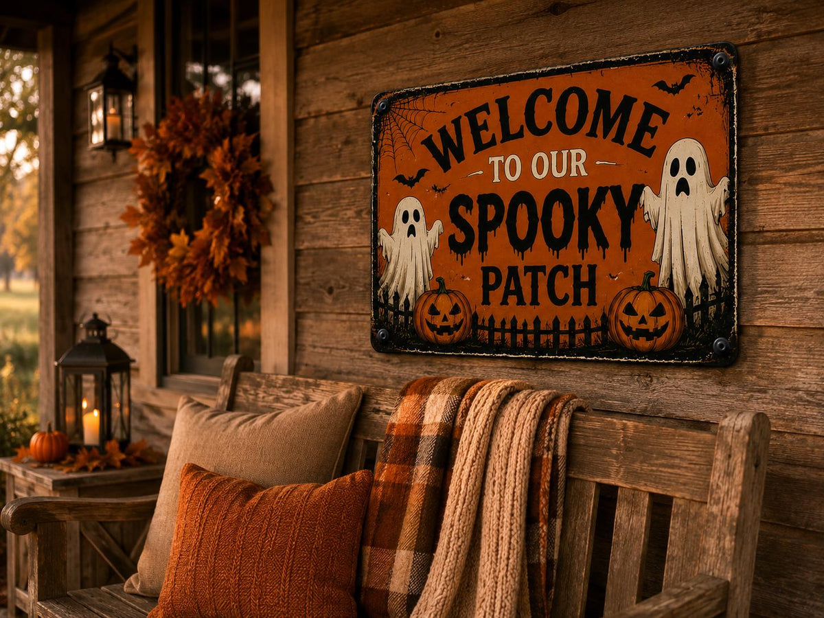 Spooky Patch Sign - Welcome Halloween Metal Wall Decor - image 4