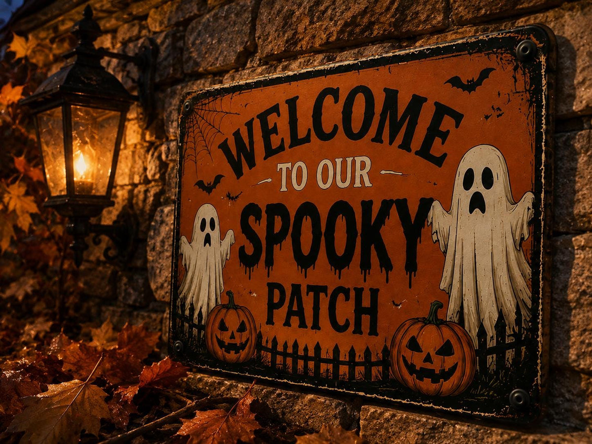 Spooky Patch Sign - Welcome Halloween Metal Wall Decor - image 2