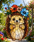 Hedgehog Suncatcher - Floral Acrylic Window Hanging