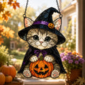 Witch Cat Suncatcher - Halloween Acrylic Window Hanging