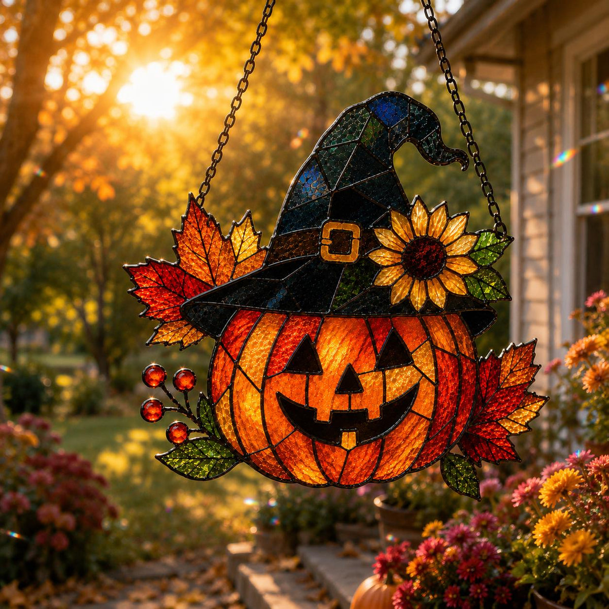 Pumpkin Witch Suncatcher - Halloween Acrylic Window Hanging - image 4