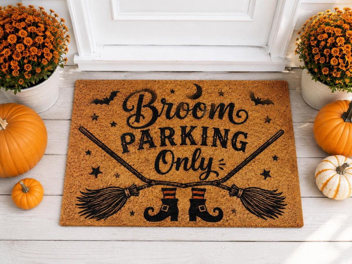 Broom Parking Only Doormat - Witch Halloween Coir Mat - image 3