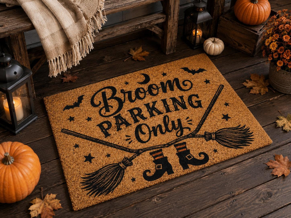 Broom Parking Only Doormat - Witch Halloween Coir Mat - image 4