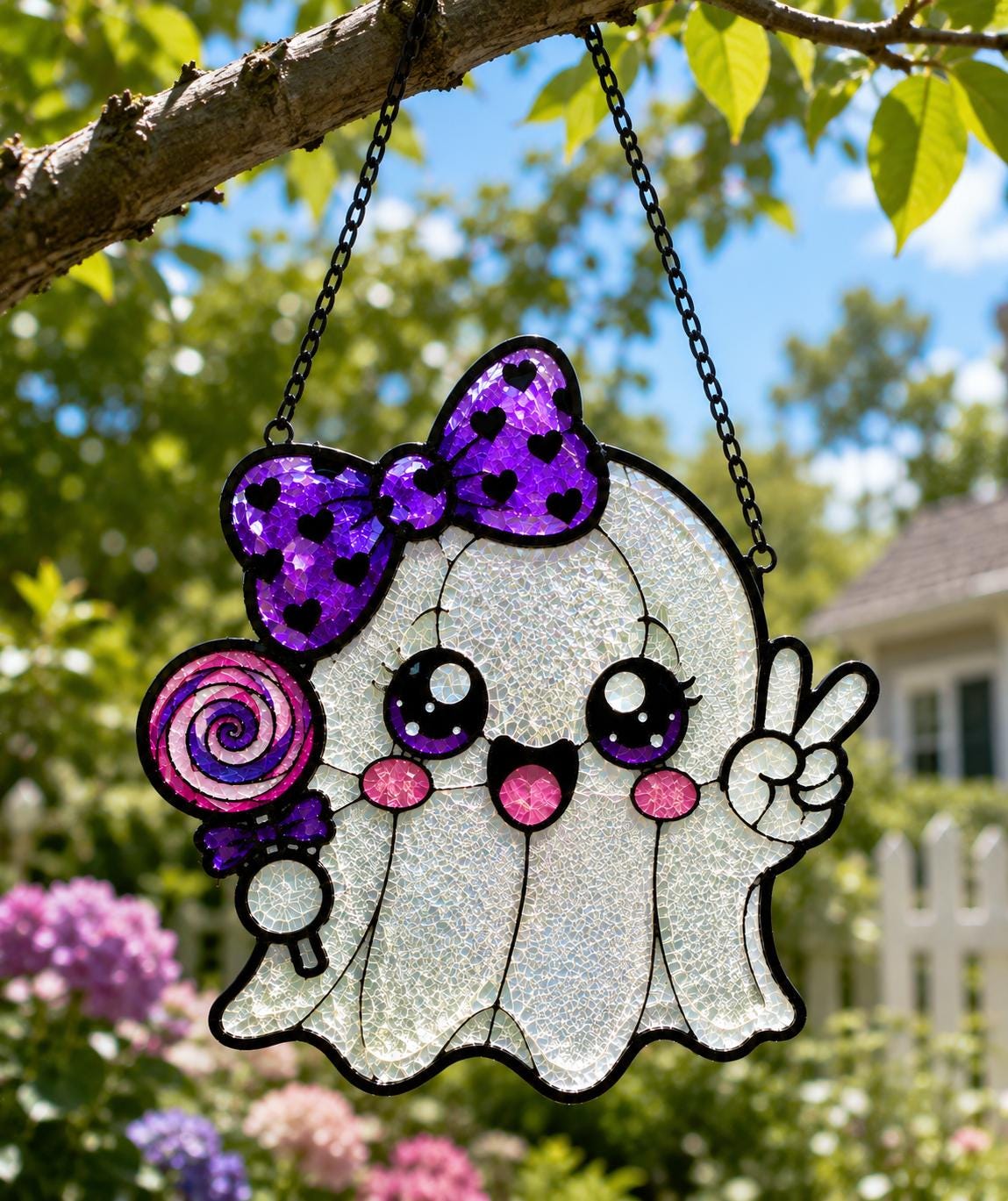 Kawaii Ghost Suncatcher - Cute Halloween Acrylic Window Hanging - image 6