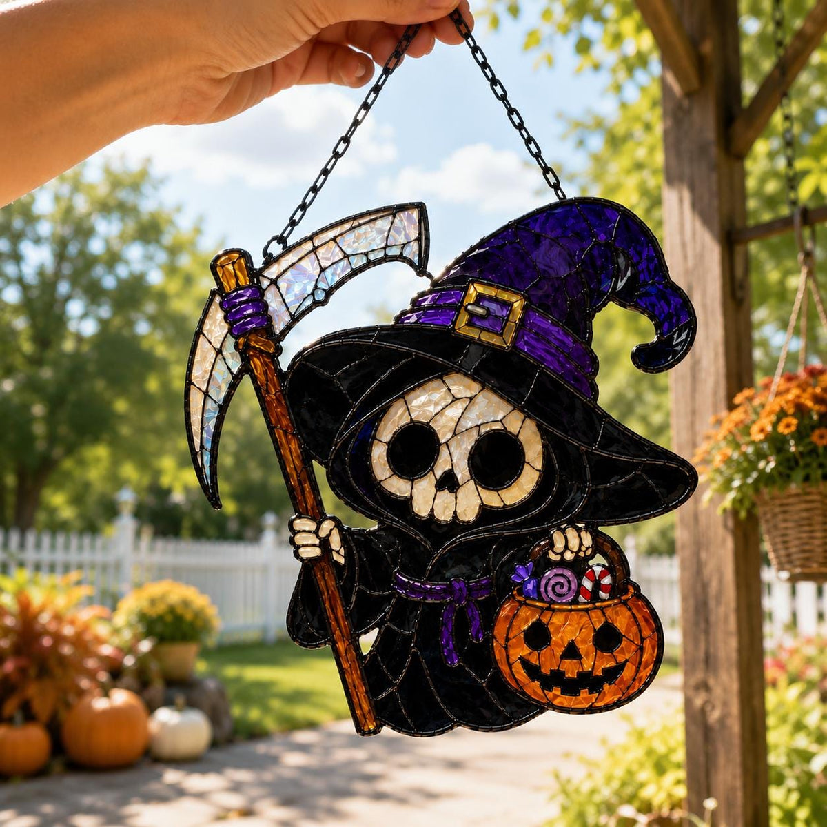 Grim Reaper Suncatcher - Halloween Acrylic Window Hanging - image 6