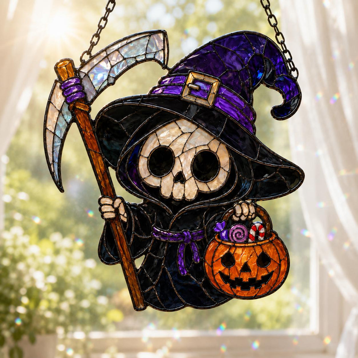 Grim Reaper Suncatcher - Halloween Acrylic Window Hanging - image 5
