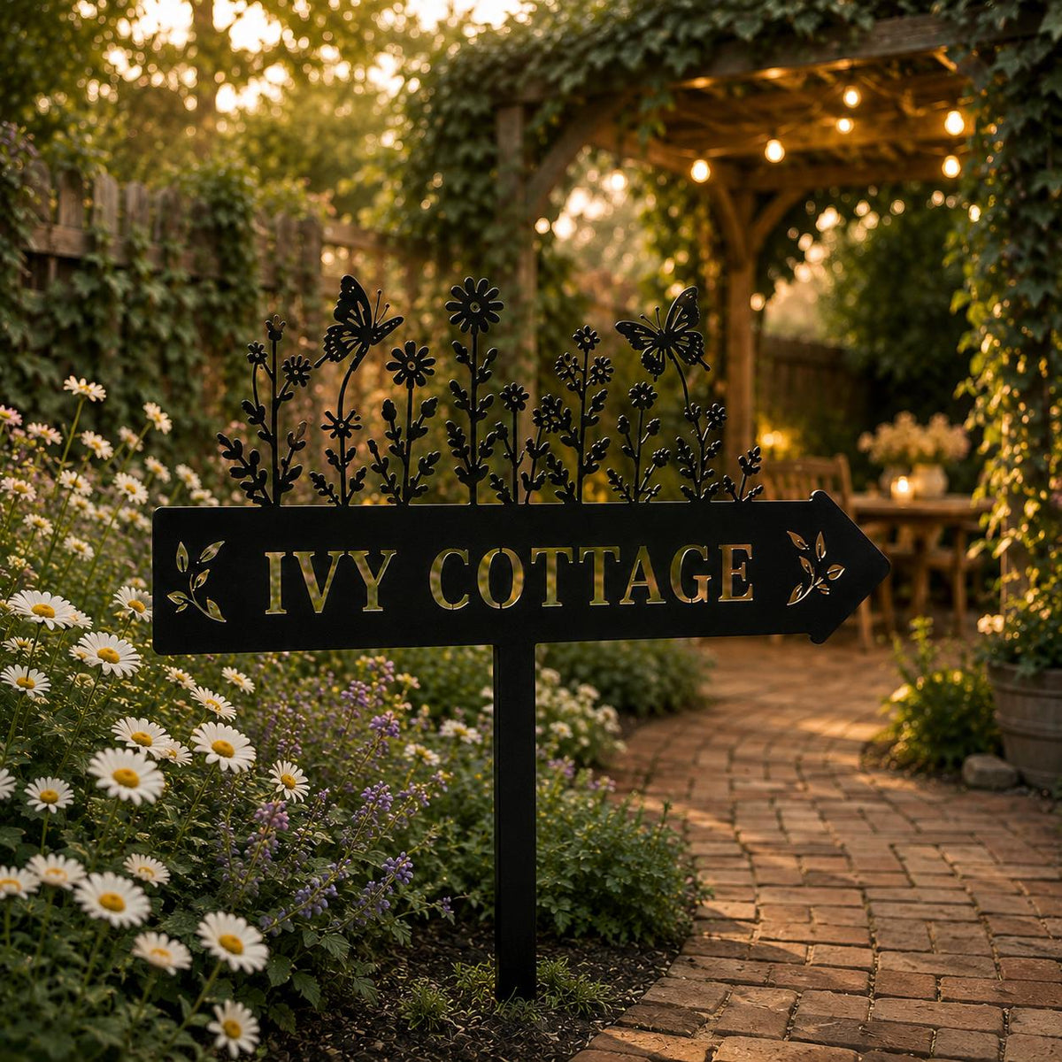 Personalized Garden Direction Stake - Custom Name Metal Arrow Sign - image 4