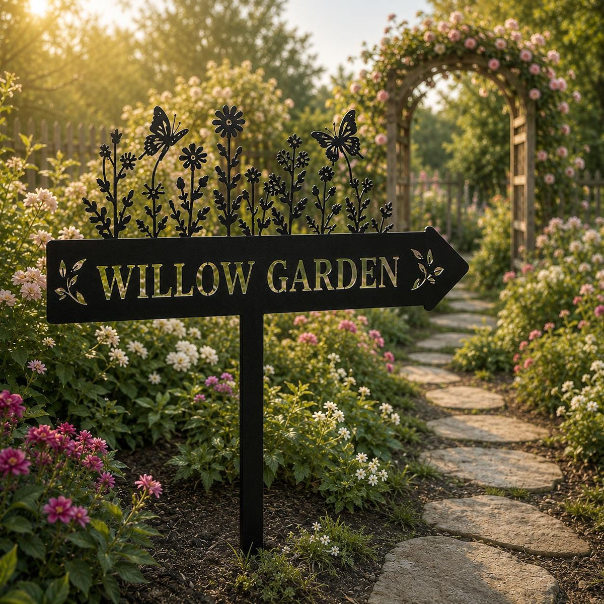 Personalized Garden Direction Stake - Custom Name Metal Arrow Sign - image 5