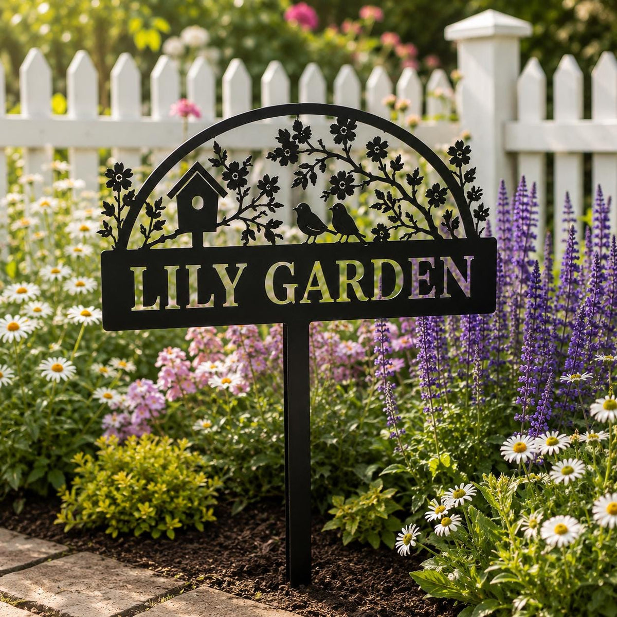 Personalized Birdhouse Garden Stake - Custom Name Metal Yard Sign - image 3