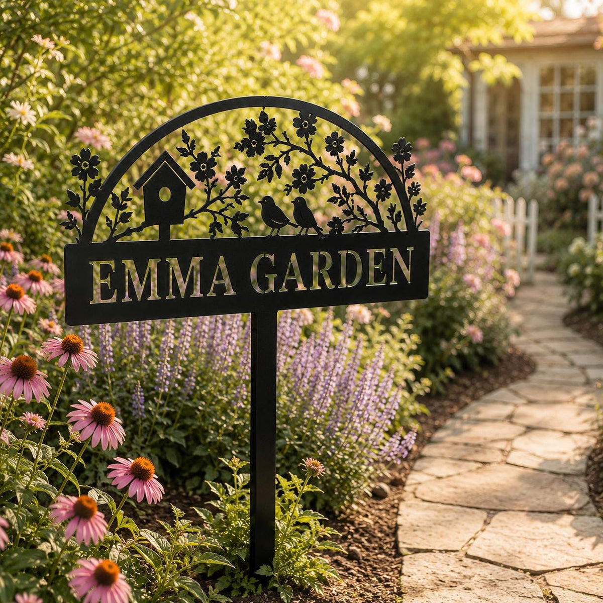 Personalized Birdhouse Garden Stake - Custom Name Metal Yard Sign - image 2