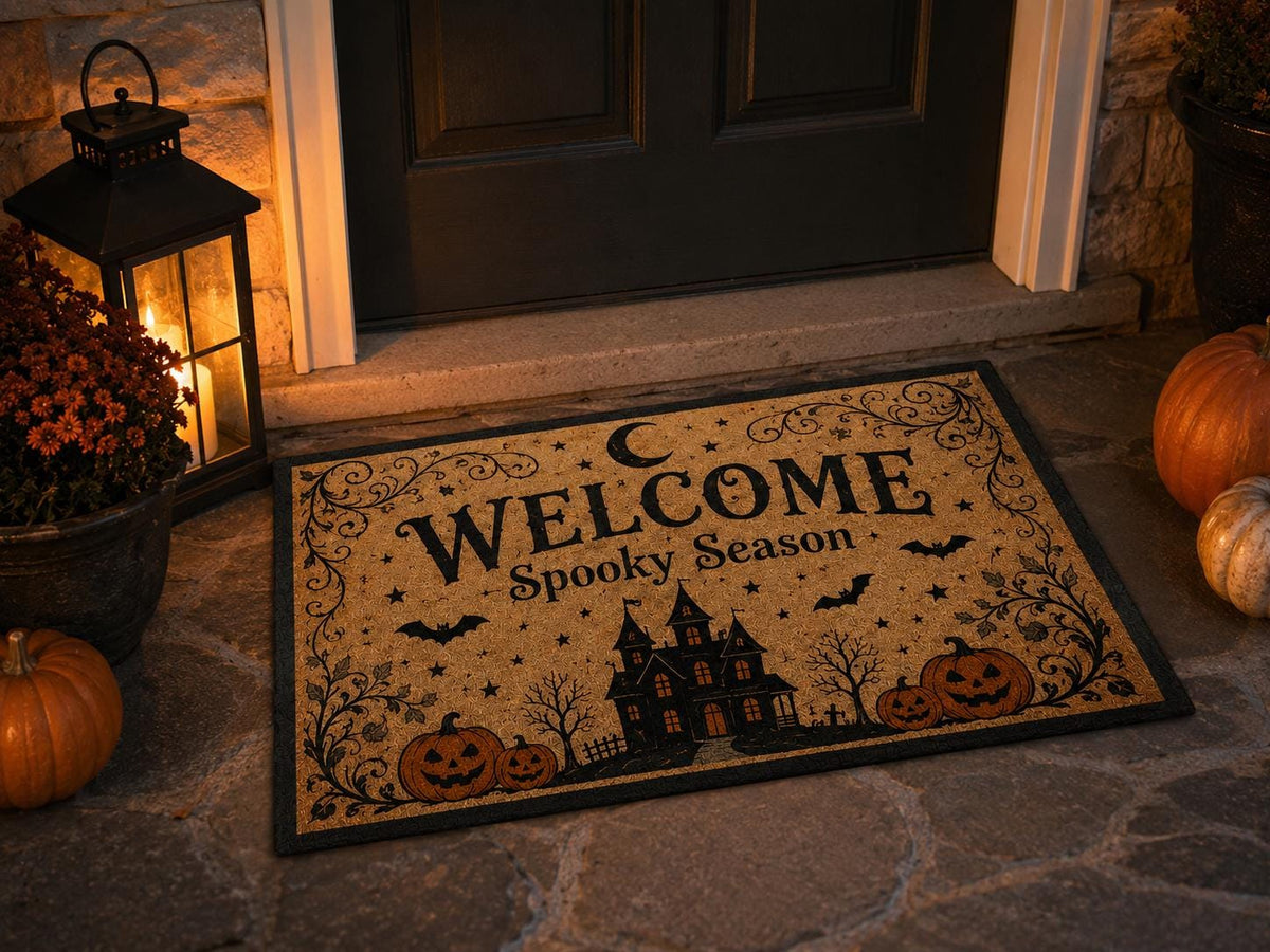 Spooky Season Doormat - Haunted House Pumpkin Door Mat - image 3