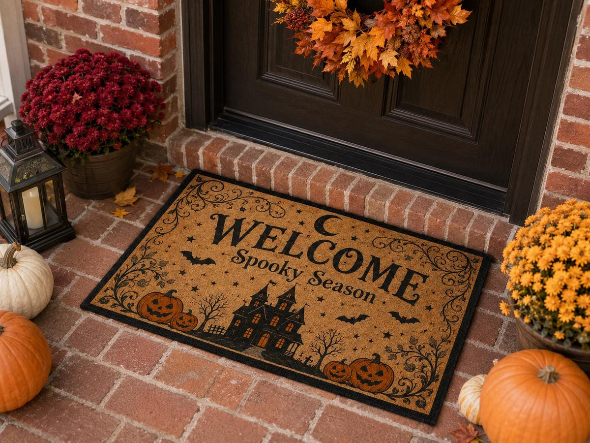 Spooky Season Doormat - Haunted House Pumpkin Door Mat - image 2