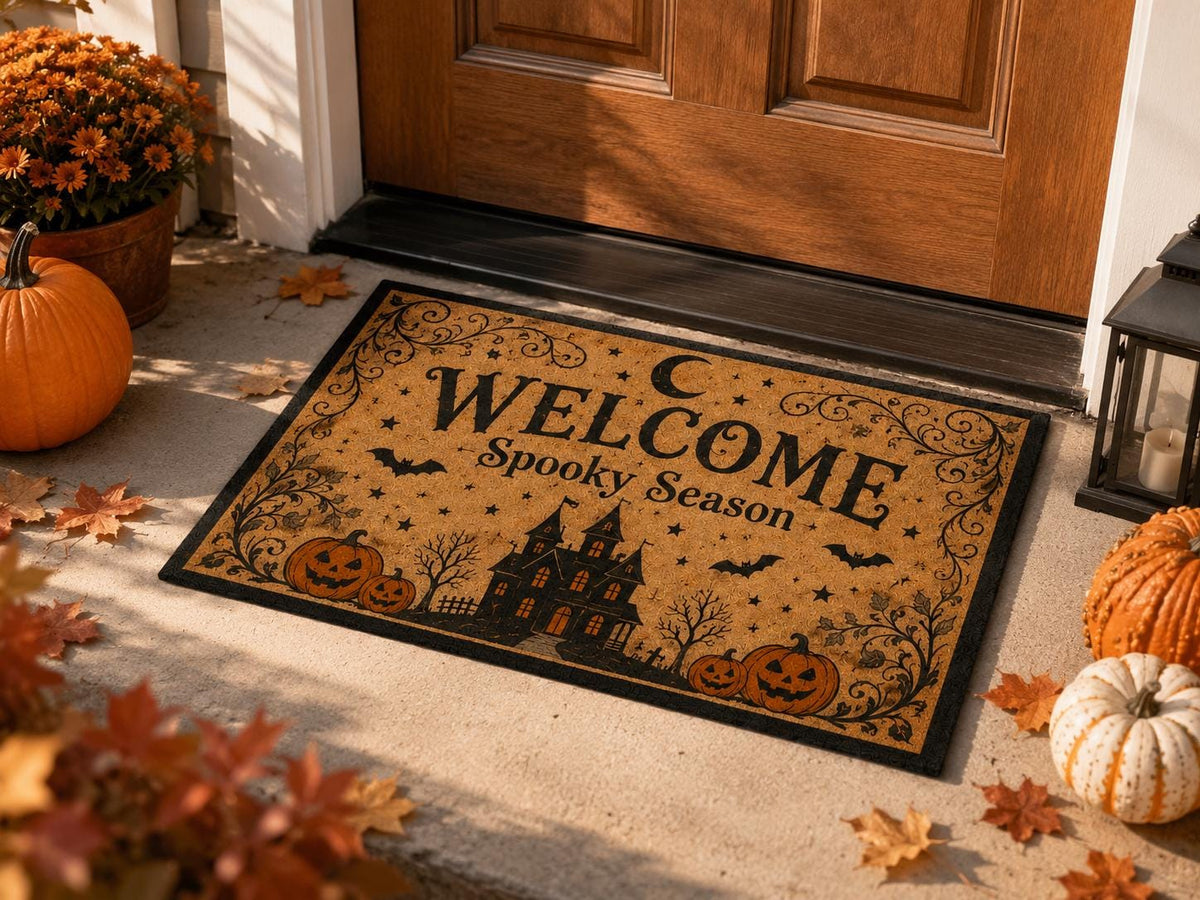 Spooky Season Doormat - Haunted House Pumpkin Door Mat - image 5