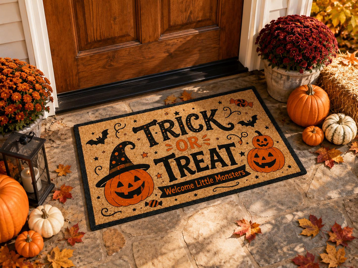 Trick or Treat Porch Mat - Witch Pumpkin Halloween Doormat - image 2