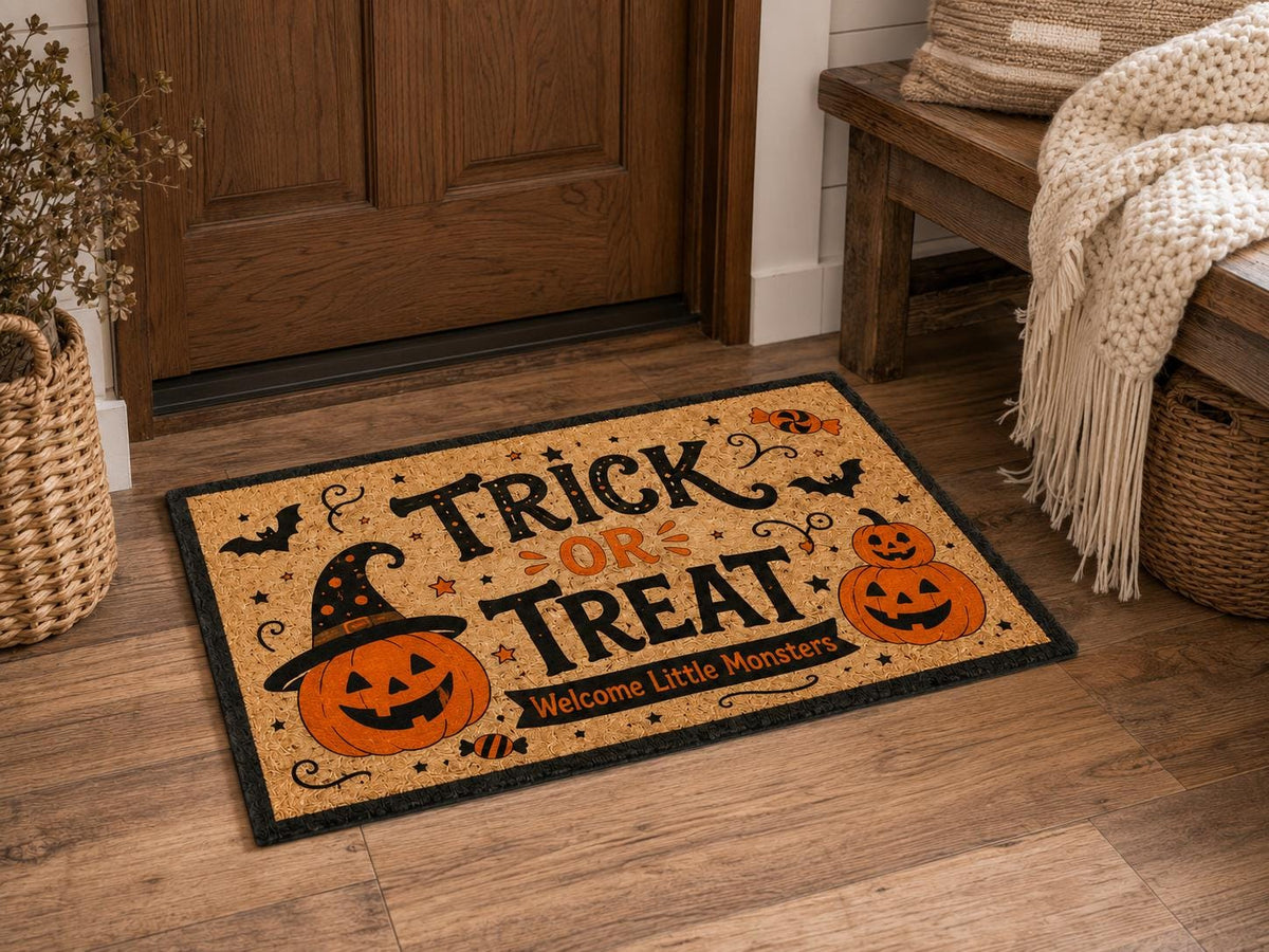 Trick or Treat Porch Mat - Witch Pumpkin Halloween Doormat - image 4