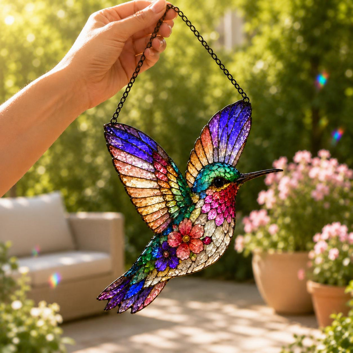 Hummingbird Suncatcher - Floral Acrylic Window Hanging - image 5