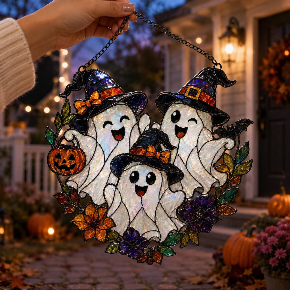 Three Ghost Suncatcher - Halloween Acrylic Window Hanging - image 3
