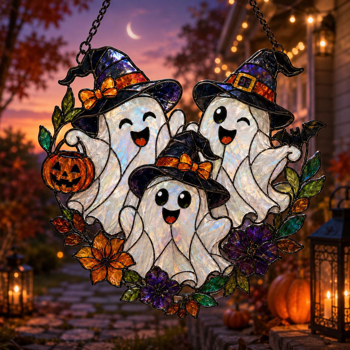 Three Ghost Suncatcher - Halloween Acrylic Window Hanging - image 4