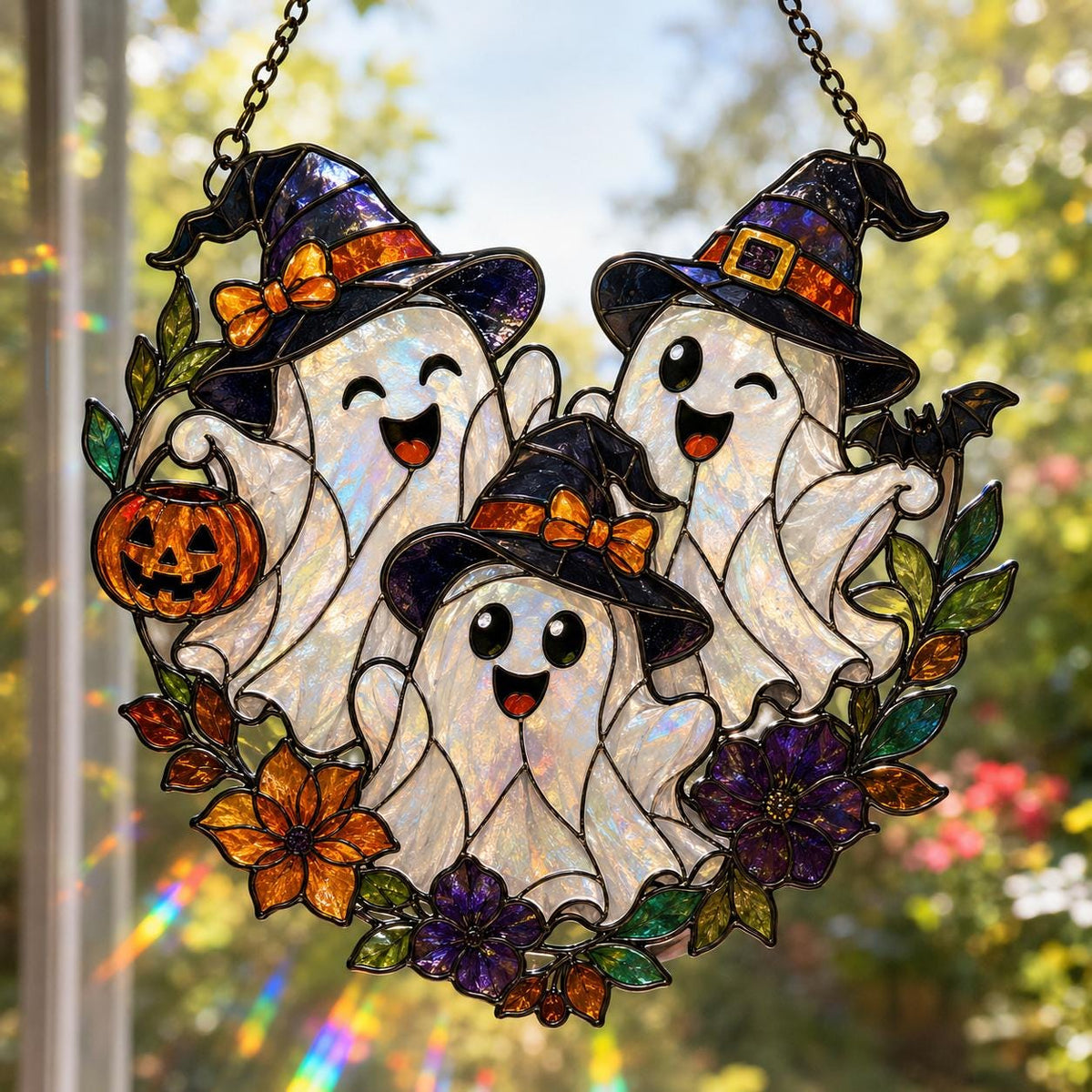 Three Ghost Suncatcher - Halloween Acrylic Window Hanging